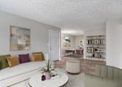Thumbnail 3 of 12 - a living room and dining room with a white couch and a table